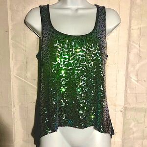 Charlotte Russe Green Sequin Women’s Sleeveless Cocktail Blouse Size Medium